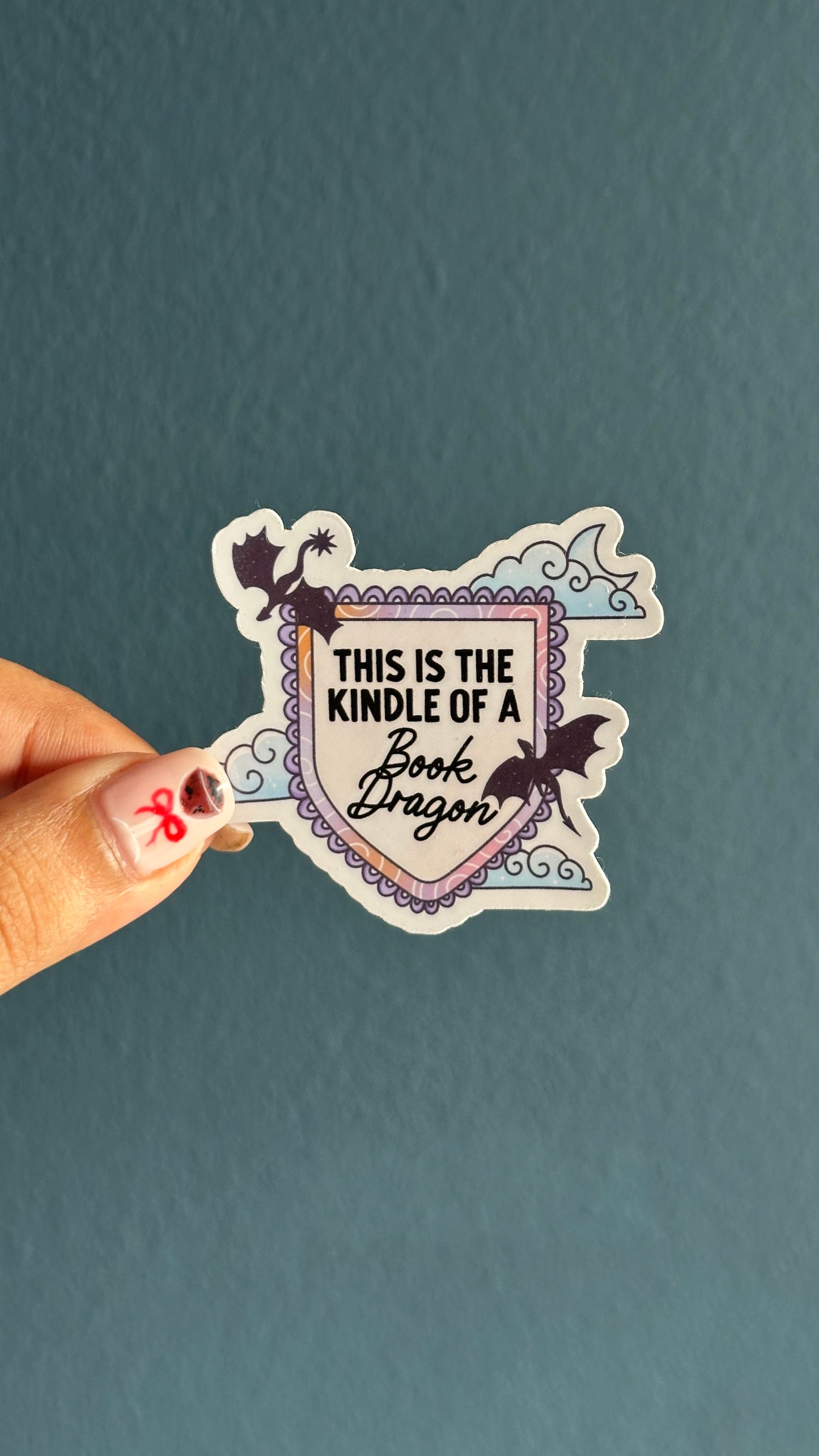 Kindle of a Book Dragon Sticker