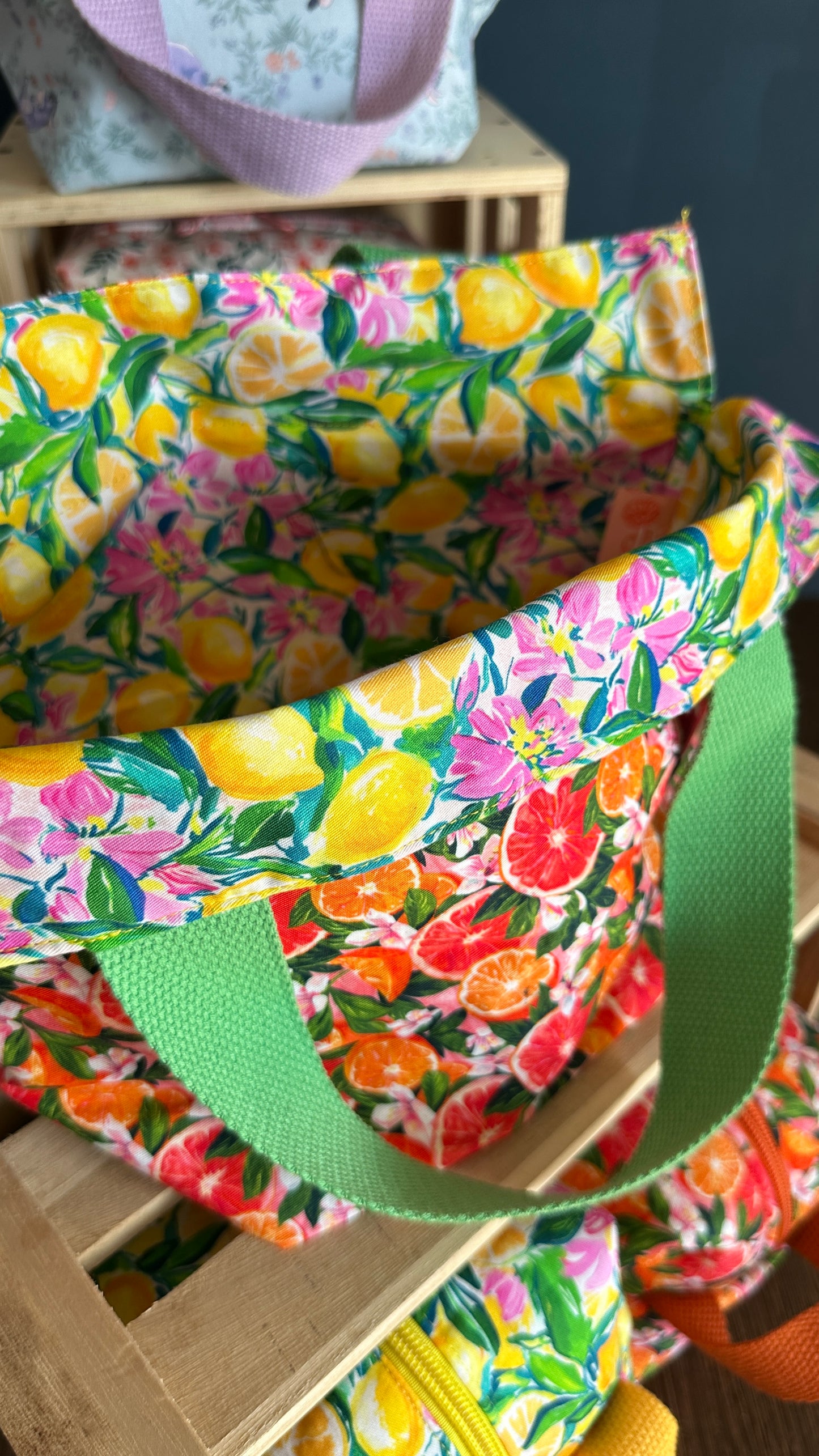 Citrus Orange/Lemon Reversible Bucket Bag