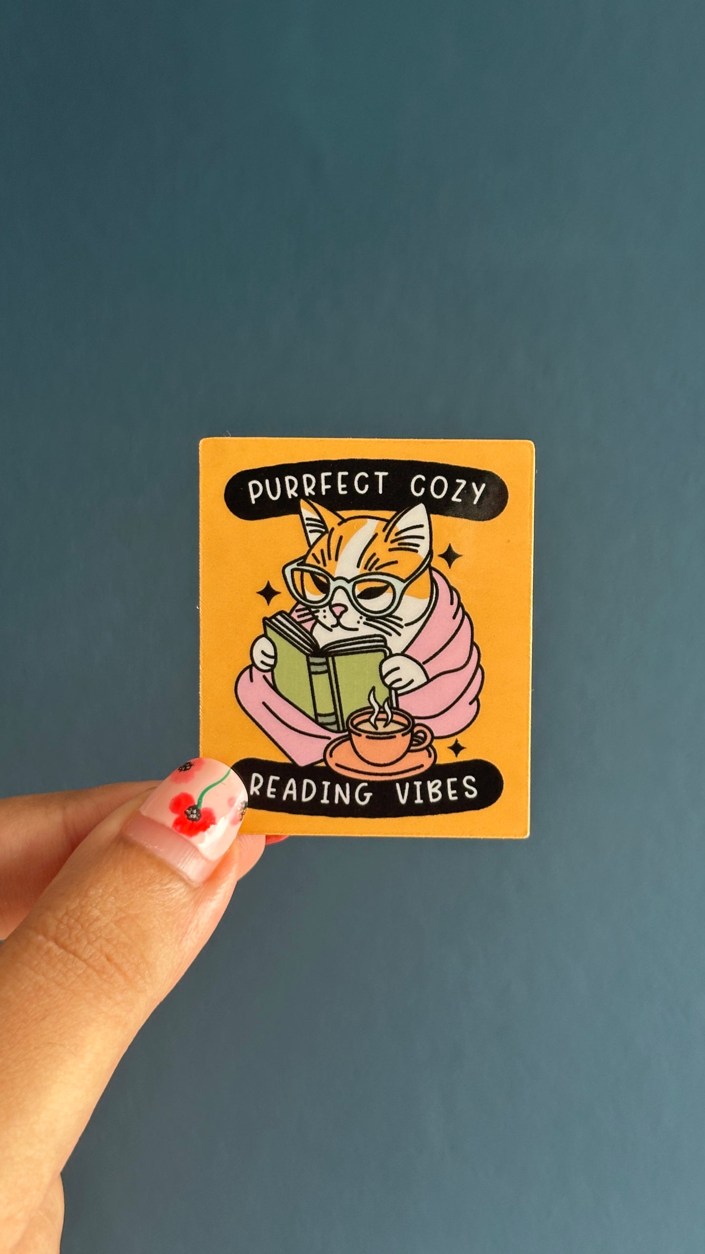 Purrfect Cozy Reading Vibes Sticker