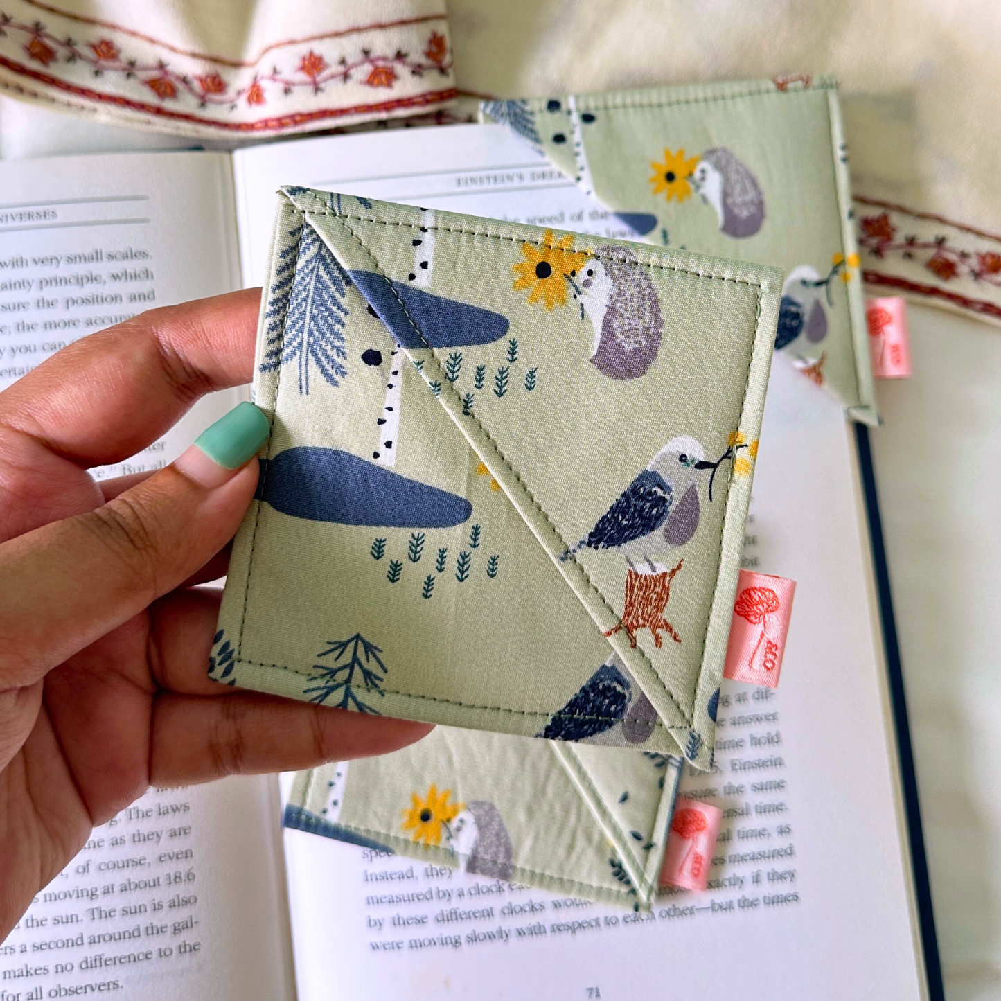 Forest Friends Fabric Bookmark Corner