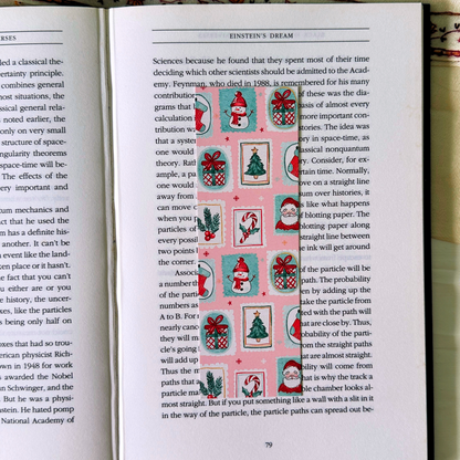 Xmas Pink Stamps Bookmark