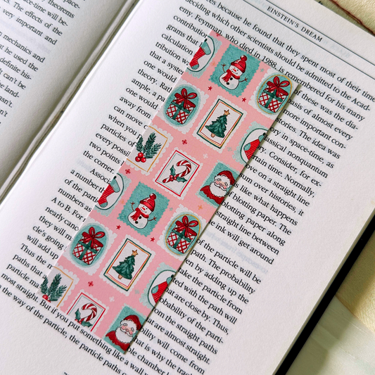 Xmas Pink Stamps Bookmark