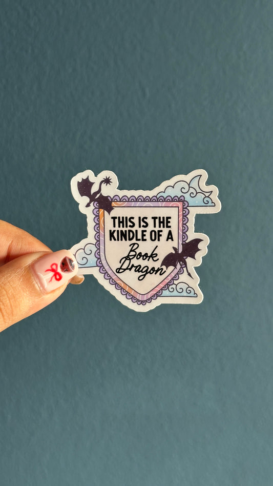 Kindle of a Book Dragon Sticker