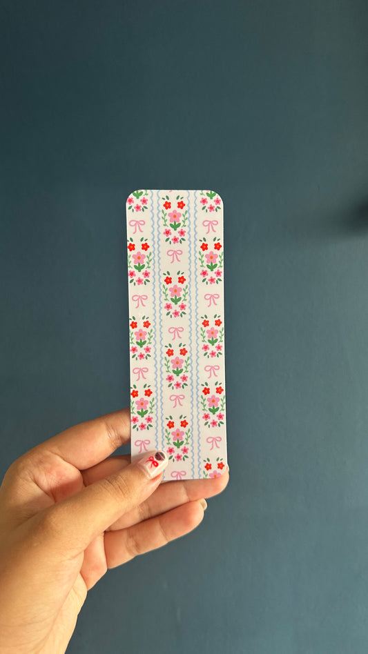 Cottagecore Floral Stripes Bookmark