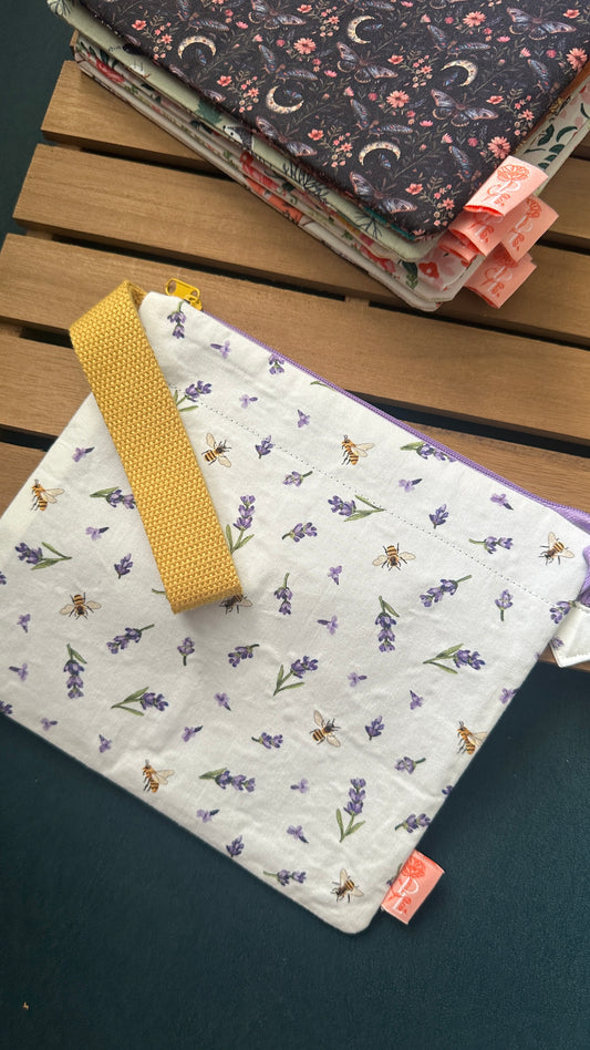 28/04 Poppy Bloom: Lavender Bee Zip Pouch
