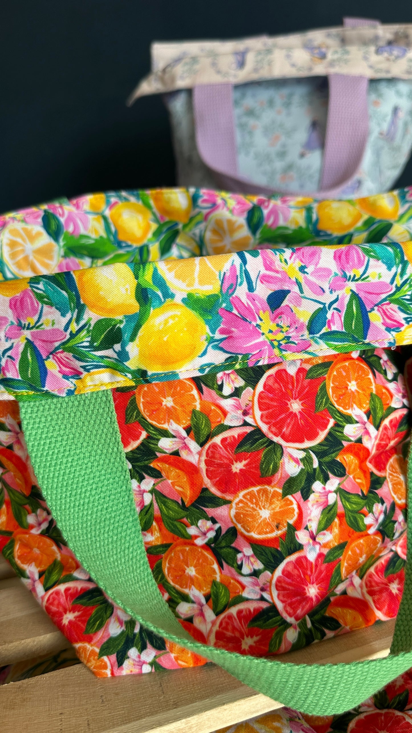 Citrus Orange/Lemon Reversible Bucket Bag