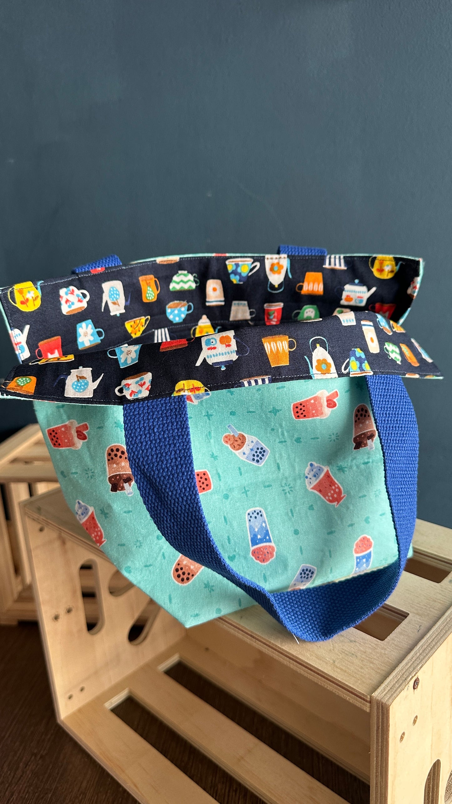 Bobba Babe/ Teacups Reversible Bucket Bag