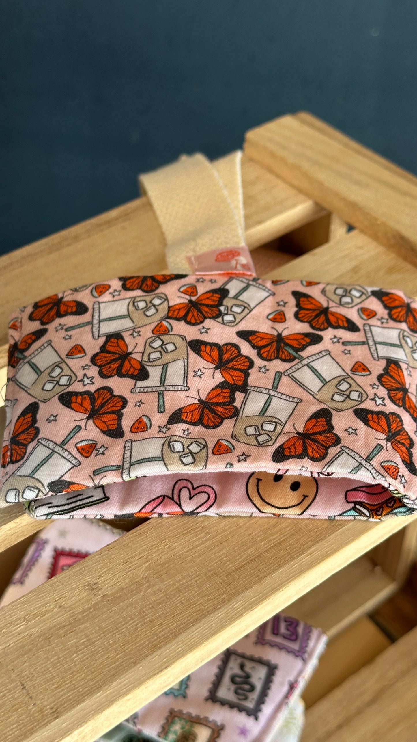 Butterfly Brew/Happy Book Club Reversible Coffee Strap