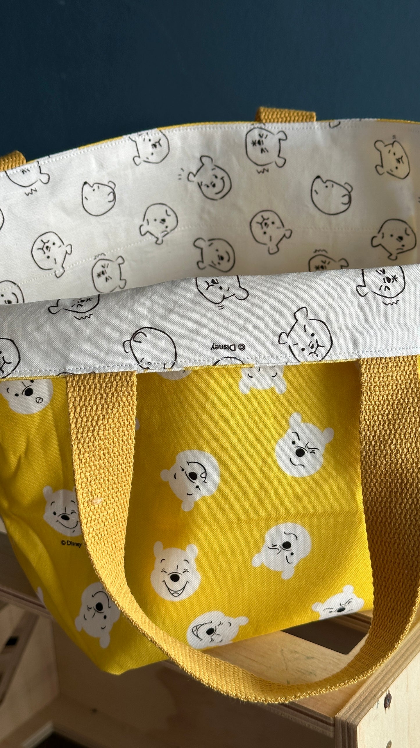 Yellow/White Hunny Bear Reversible Bucket Bag