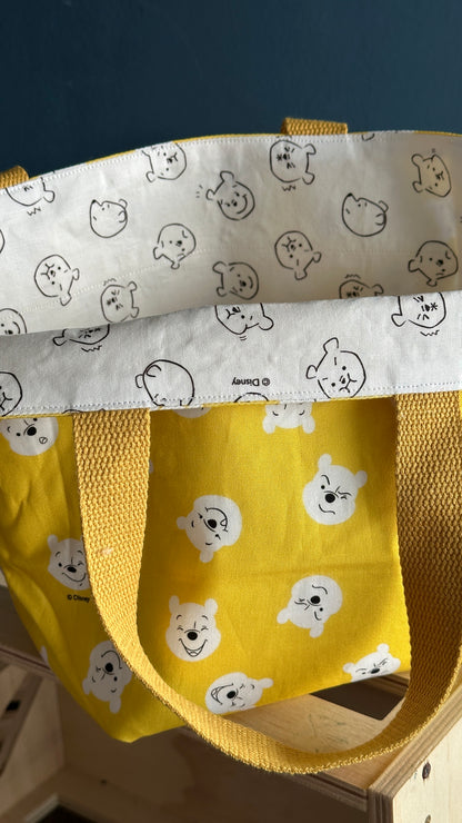 Yellow/White Hunny Bear Reversible Bucket Bag