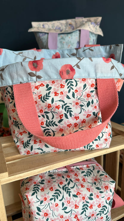 Blush Meadow/Poppy Flower Reversible Bucket Bag