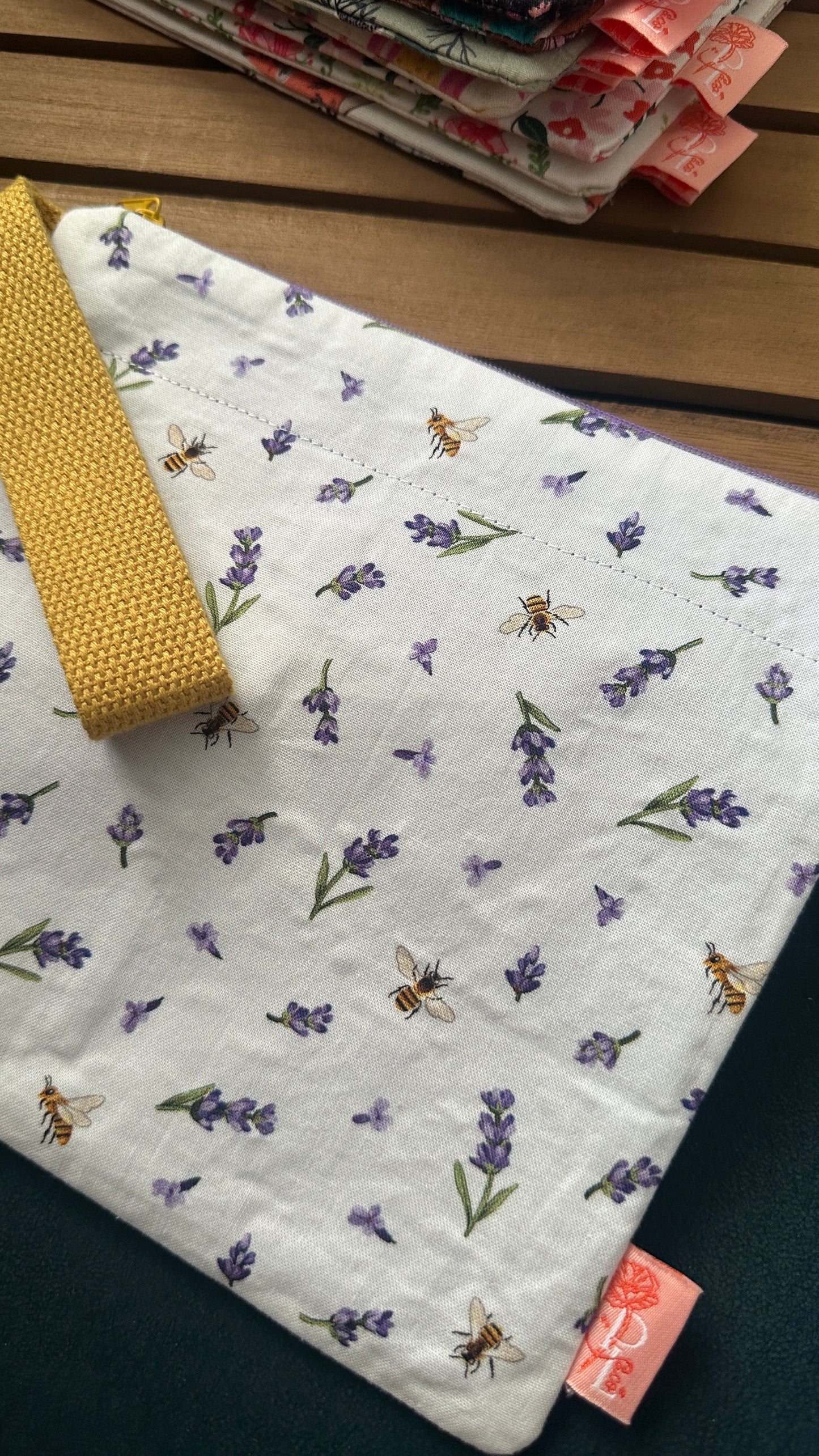 28/04 Poppy Bloom: Lavender Bee Zip Pouch