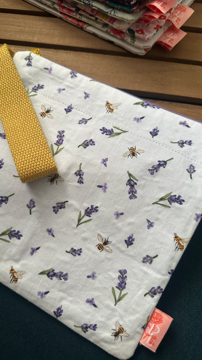 28/04 Poppy Bloom: Lavender Bee Zip Pouch