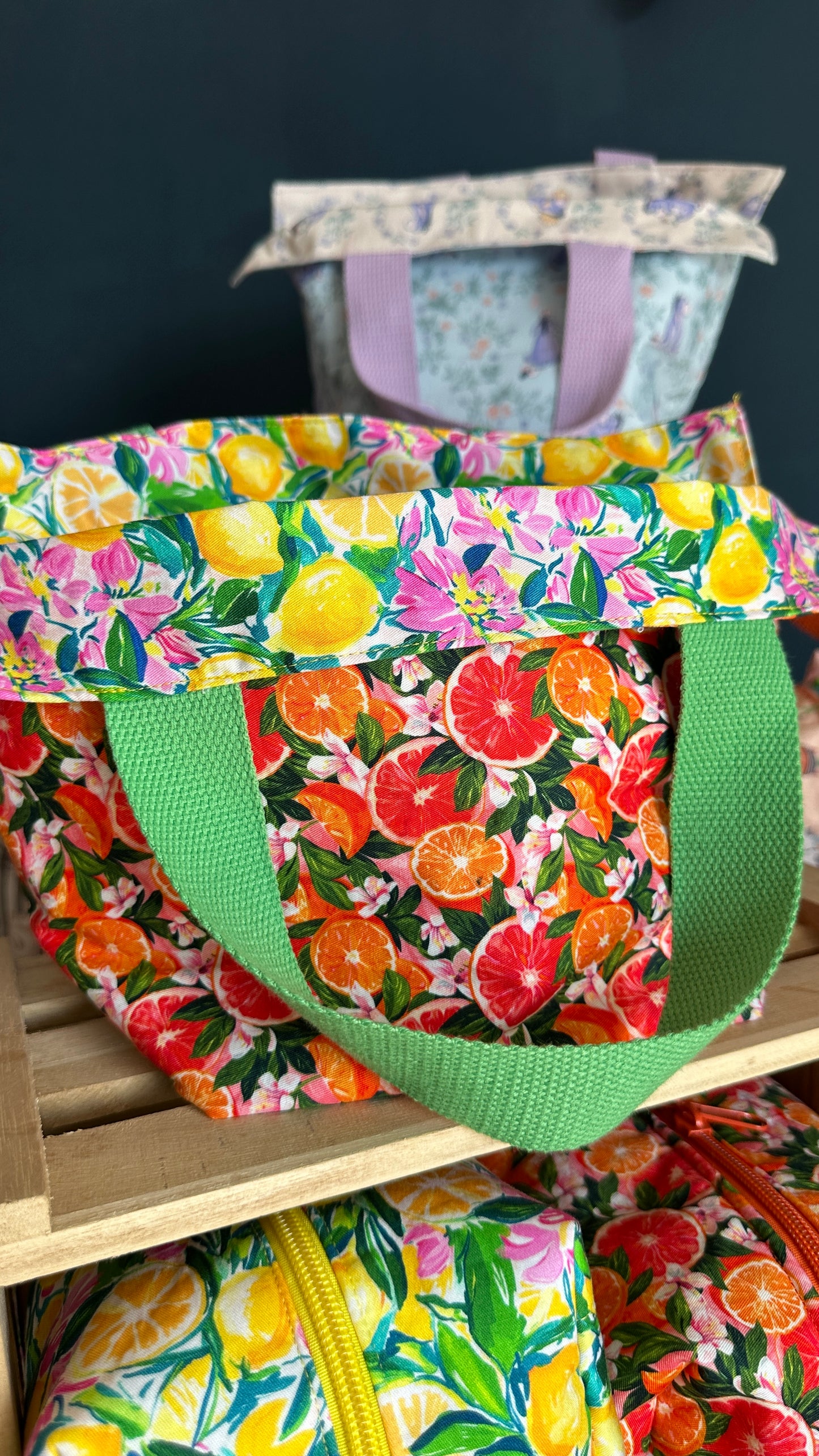 Citrus Orange/Lemon Reversible Bucket Bag
