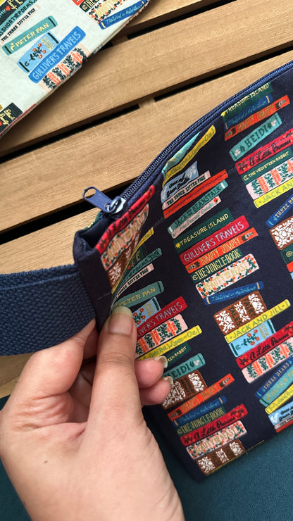 08/05 Poppy Bloom: Nostalgic Book Stack Navy Zip Pouch