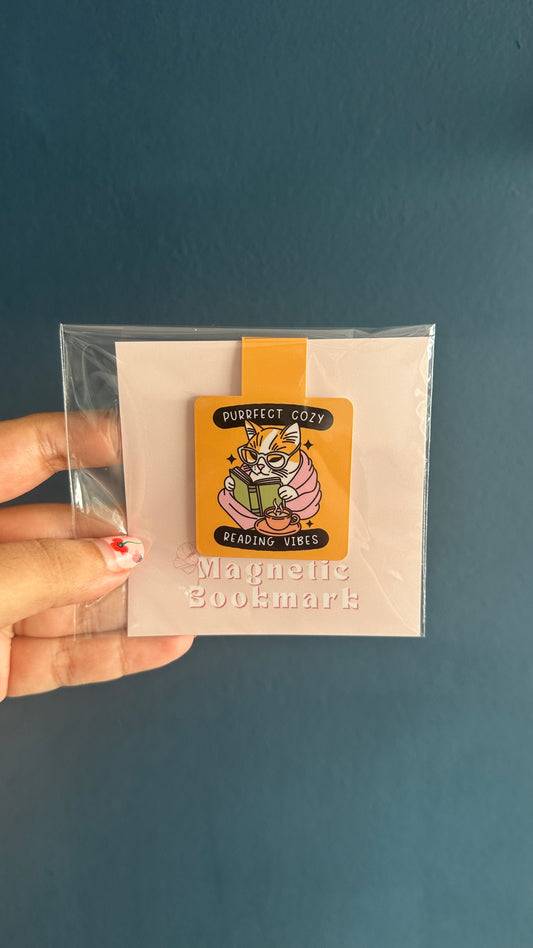 Purrfect Cozy Reading Vibes Magnetic Bookmark