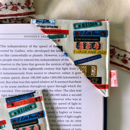 Nostalgic Book Stack Fabric Bookmark Corner